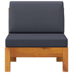 Middle Sofa with Dark Grey Cushions Solid Acacia Wood