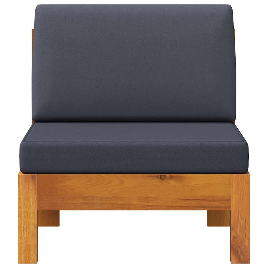 Middle Sofa with Dark Grey Cushions Solid Acacia Wood