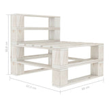 Garden Pallet Middle Sofa Wood White - 45-Degree Angle