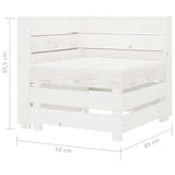 Garden Pallet Corner Sofa White Wood - 45-Degree Angle