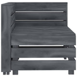 Garden Pallet Corner Sofa Wood Grey - Front View