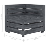 Garden Pallet Corner Sofa Wood Grey - 45-Degree Angle