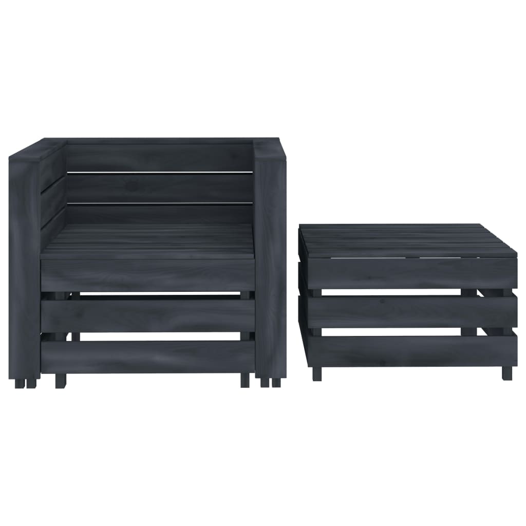 2 Piece Garden Pallet Lounge Set Grey Wood