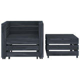 2 Piece Garden Pallet Lounge Set Grey Wood - Front View