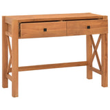 Desk with 2 Drawers 100x40x75 cm Teak Wood - Front View