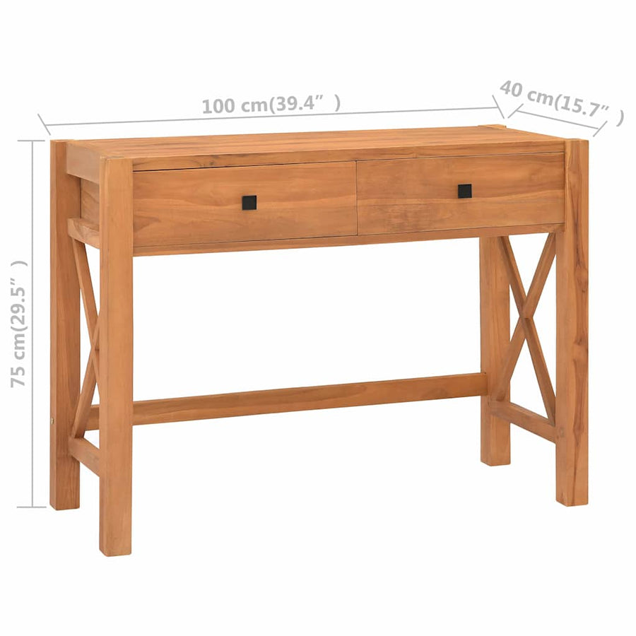 Desk with 2 Drawers 100x40x75 cm Teak Wood