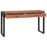 Desk with 2 Drawers 140x40x75 cm Teak Wood - Front View