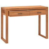 Desk with 2 Drawers 100x40x75 cm Teak Wood - Front View