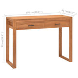 Desk with 2 Drawers 100x40x75 cm Teak Wood - Extra Image