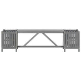 Garden Bench with 2 Planters 150cm Solid Acacia Wood Grey - Top-Down View