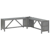 Garden Corner Bench with Planter 117cm Solid Acacia Wood Grey - Front View