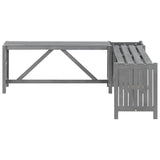 Garden Corner Bench with Planter 117cm Solid Acacia Wood Grey - Top-Down View