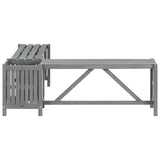 Garden Corner Bench with Planter 117cm Solid Acacia Wood Grey - 45-Degree Angle
