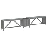 Garden Corner Bench with Planter 117cm Solid Acacia Wood Grey - Rear View