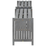 Garden Corner Bench with Planter 117cm Solid Acacia Wood Grey - Close-Up Angle