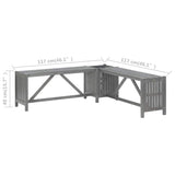 Garden Corner Bench with Planter 117cm Solid Acacia Wood Grey - Extra Image