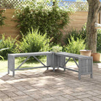 Garden Corner Bench with Planter 117cm Solid Acacia Wood Grey