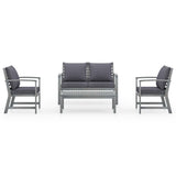 4 Piece Garden Lounge Set with Cushions Solid Acacia Wood - Front View