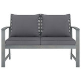 Garden Bench 120 cm with Dark Grey Cushion Solid Acacia Wood - Front View