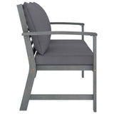 Garden Bench 120 cm with Dark Grey Cushion Solid Acacia Wood - Side View