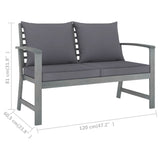 Garden Bench 120 cm with Dark Grey Cushion Solid Acacia Wood - Rear View