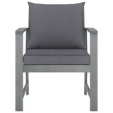 Garden Chairs 2 pcs with Dark Grey Cushions Solid Acacia Wood - Front View