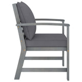 Garden Chairs 2 pcs with Dark Grey Cushions Solid Acacia Wood - Side View