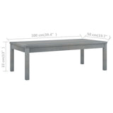 Coffee Table 100x50x33 cm Grey Solid Acacia Wood - Rear View