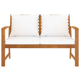 Garden Bench 120 cm with Cream Cushion Solid Acacia Wood - Front View
