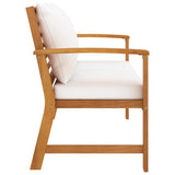 Garden Bench 120 cm with Cream Cushion Solid Acacia Wood