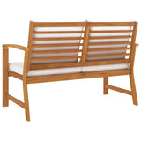Garden Bench 120 cm with Cream Cushion Solid Acacia Wood - Top-Down View