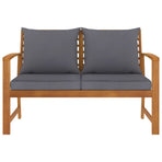 Garden Bench 120 cm with Dark Grey Cushion Solid Acacia Wood