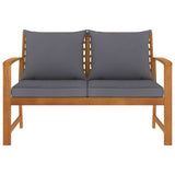 Garden Bench 120 cm with Dark Grey Cushion Solid Acacia Wood - Front View