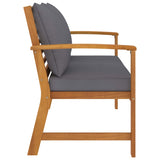 Garden Bench 120 cm with Dark Grey Cushion Solid Acacia Wood - Side View