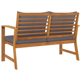 Garden Bench 120 cm with Dark Grey Cushion Solid Acacia Wood - Top-Down View