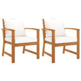 Garden Chairs 2 pcs with Cream Cushion Solid Acacia Wood