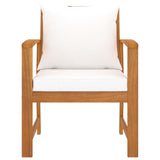 Garden Chairs 2 pcs with Cream Cushion Solid Acacia Wood - Front View