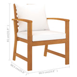 Garden Chairs 2 pcs with Cream Cushion Solid Acacia Wood - Rear View