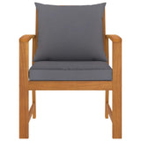 Garden Chairs 2 pcs with Dark Grey Cushion Solid Acacia Wood - Front View