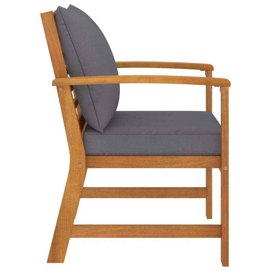 Garden Chairs 2 pcs with Dark Grey Cushion Solid Acacia Wood