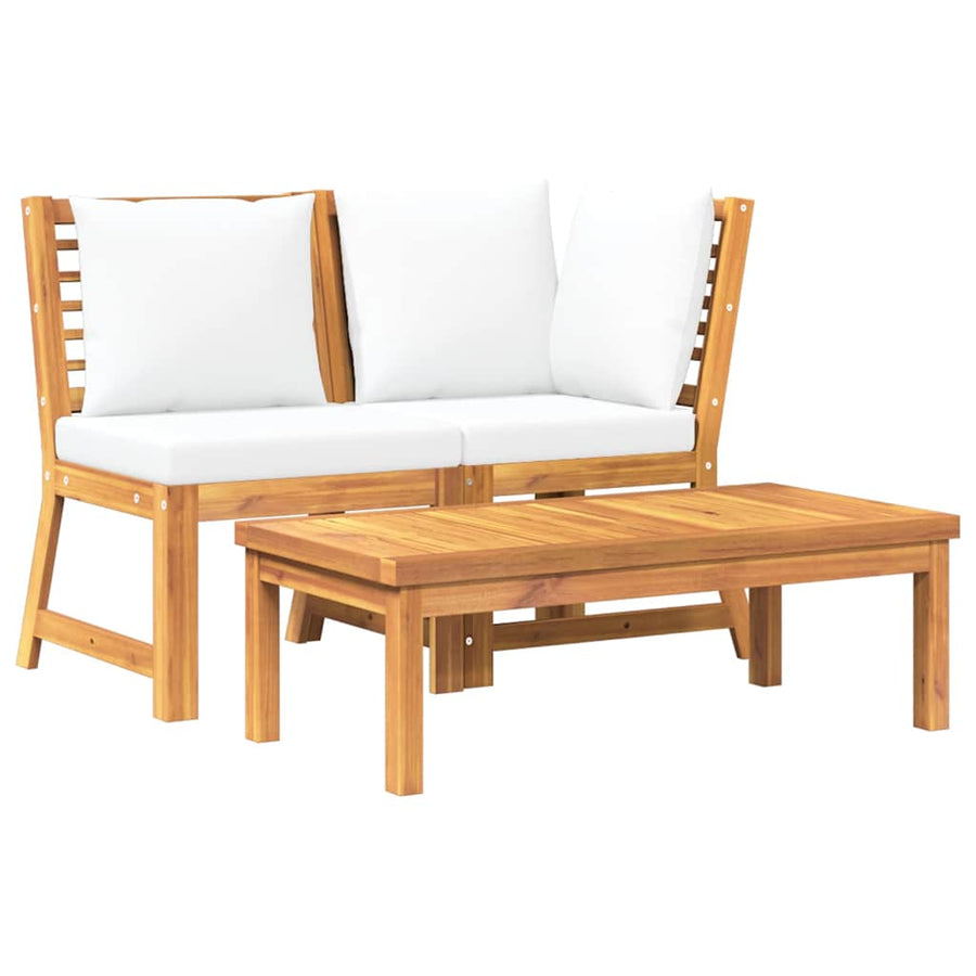 3 Piece Garden Lounge Set with Cream Cushion Solid Acacia Wood