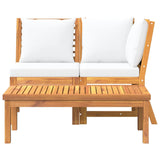 3 Piece Garden Lounge Set with Cream Cushion Solid Acacia Wood - Side View
