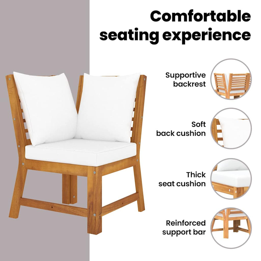 3 Piece Garden Lounge Set with Cream Cushion Solid Acacia Wood