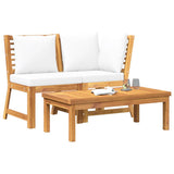 3 Piece Garden Lounge Set with Cream Cushion Solid Acacia Wood