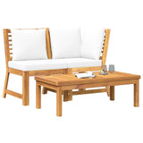 3 Piece Garden Lounge Set with Cream Cushion Solid Acacia Wood - Top-Down View