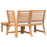 3 Piece Garden Lounge Set with Cream Cushion Solid Acacia Wood - Rear View