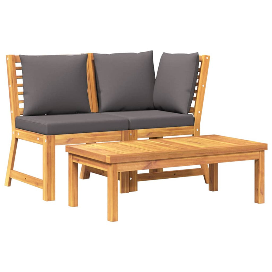 3 Piece Garden Lounge Set with Dark Grey Cushion