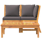 3 Piece Garden Lounge Set with Dark Grey Cushion
