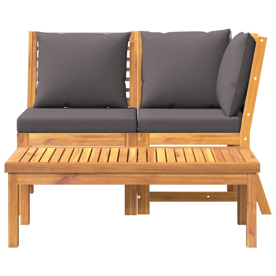 3 Piece Garden Lounge Set with Dark Grey Cushion