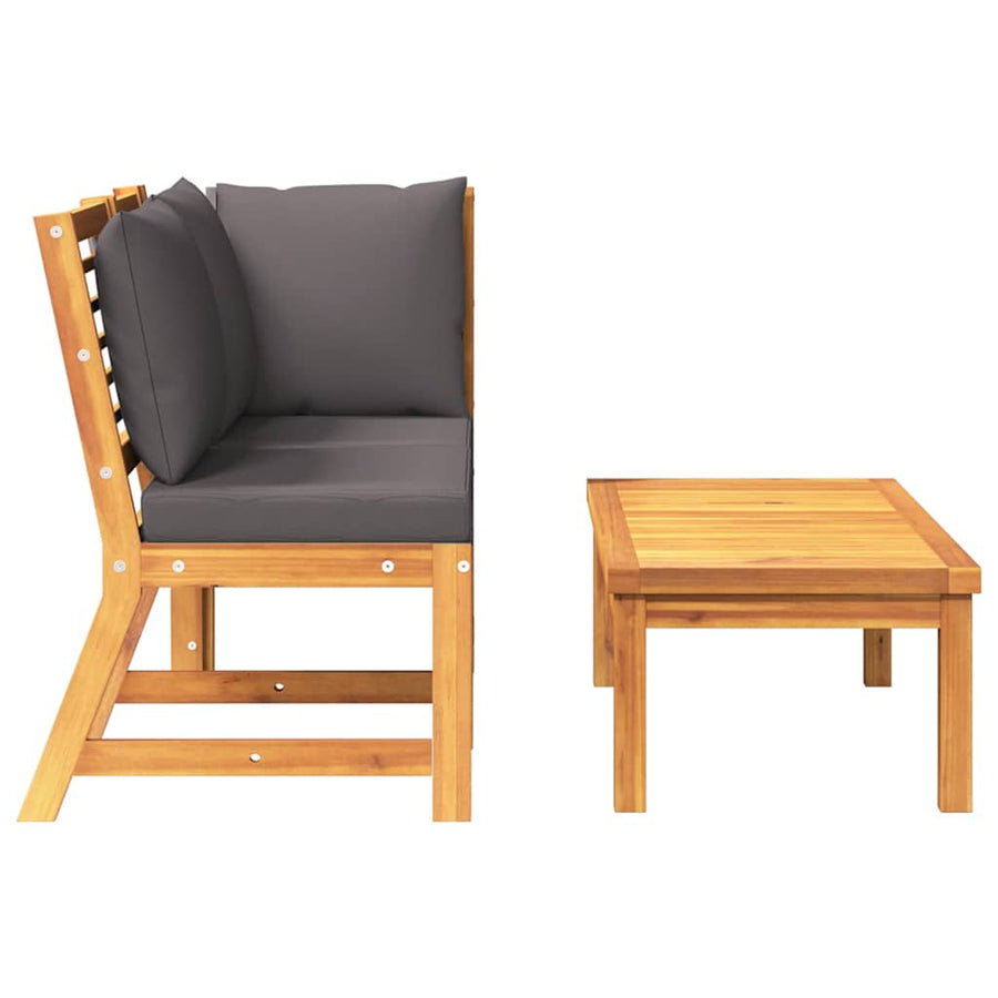 3 Piece Garden Lounge Set with Dark Grey Cushion